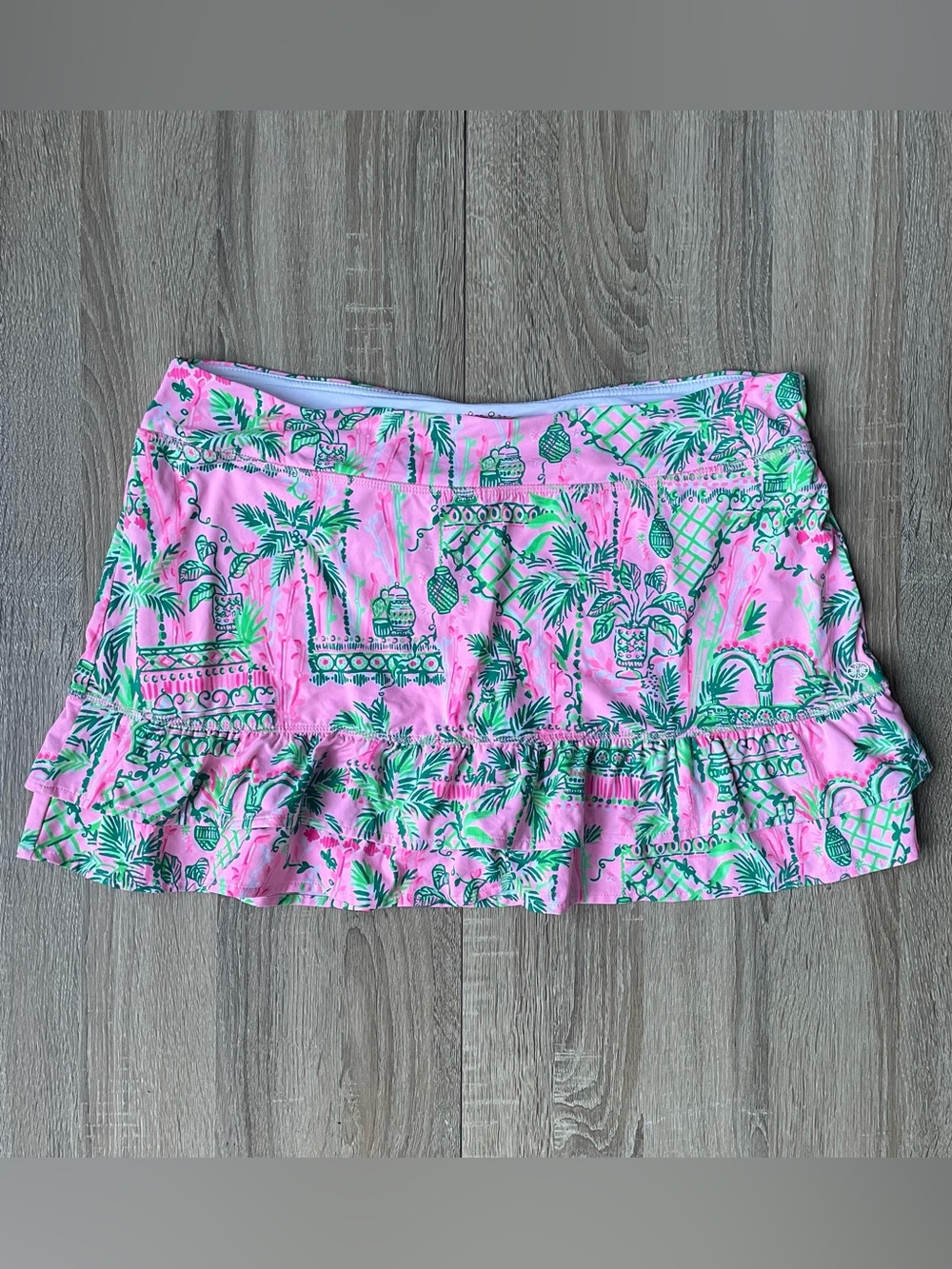 Lilly Pulitzer Luxletic Pink Fern Ruffle Skort Always Worth It Mandevilla XL - Picture 3 of 4